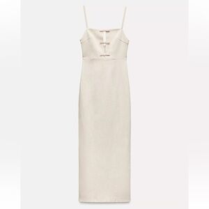 New Zara Elegant Cream Midi Dress
